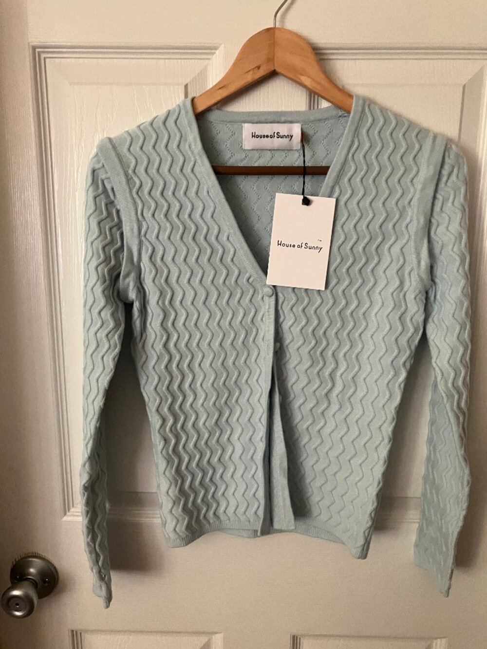 HOUSE of SUNNY Knit  Two in One Cardigan/Jacket/VEST Scuba Blue color Size 2